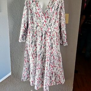 shein light medium long sleeved midi v neck